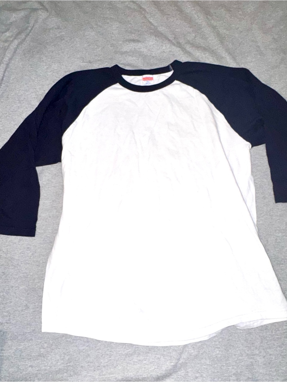 Classic Raglan Baseball Tee - White with Navy Sleeves XL
